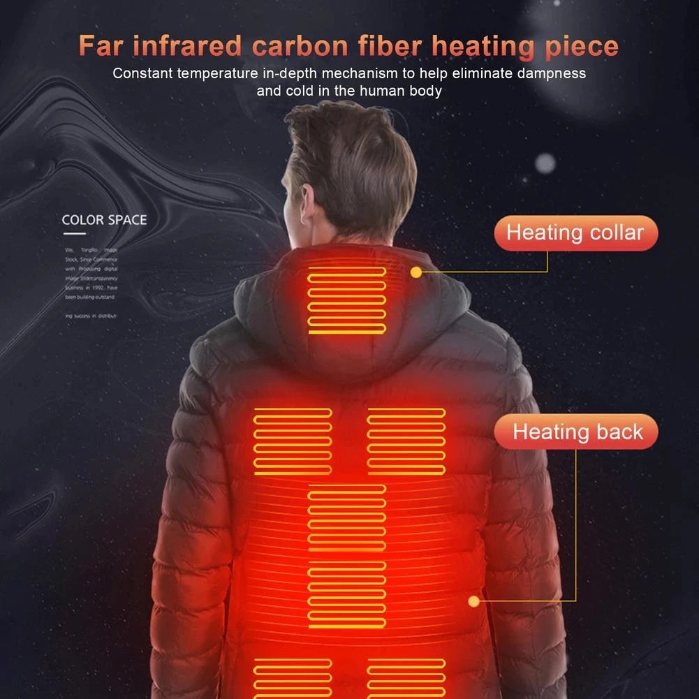 Men Heated down jacket USB Winter men's parka Outdoor Electric padded jacket Warm Sprots Thermal Coat Clothing Heated jacket