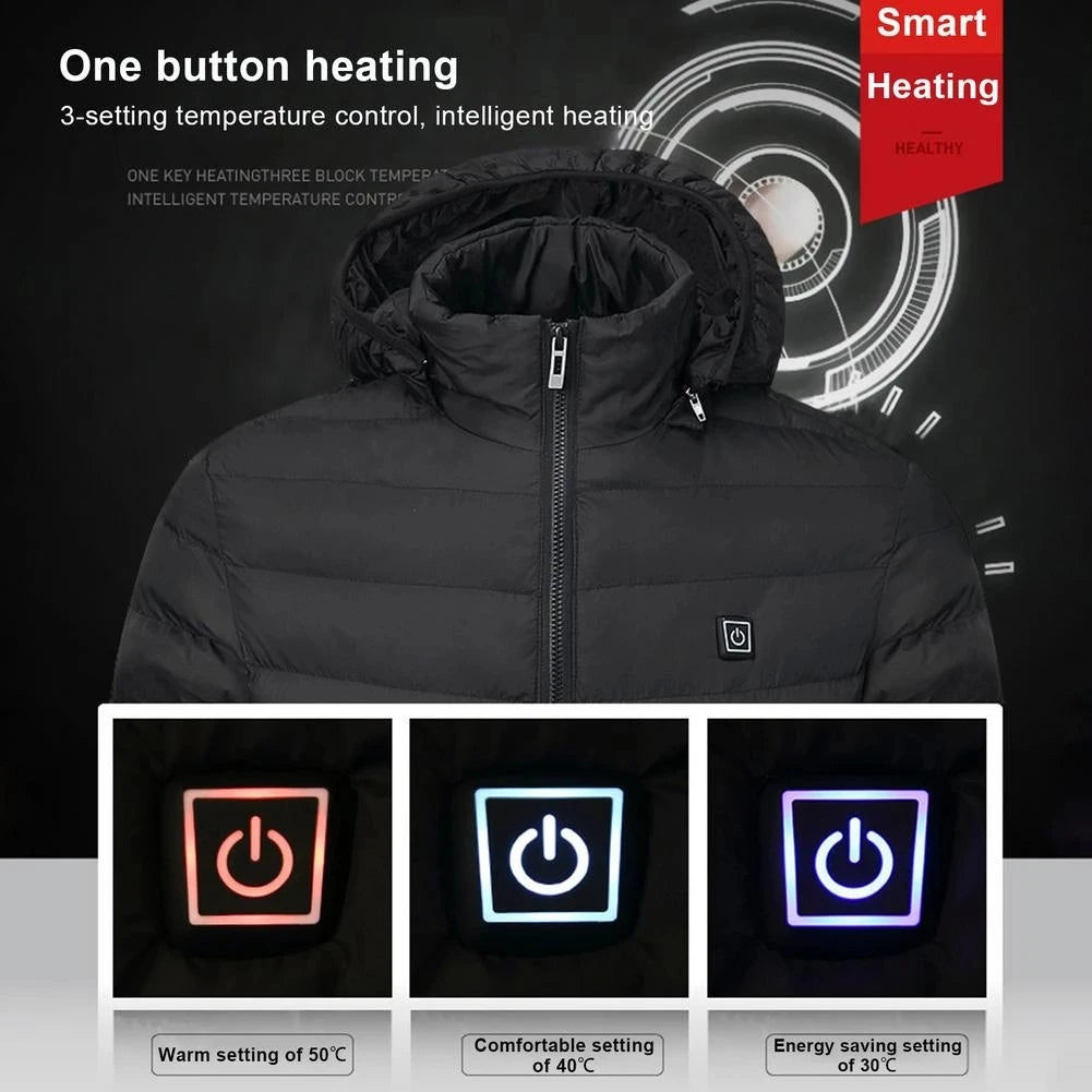 Men Heated down jacket USB Winter men's parka Outdoor Electric padded jacket Warm Sprots Thermal Coat Clothing Heated jacket