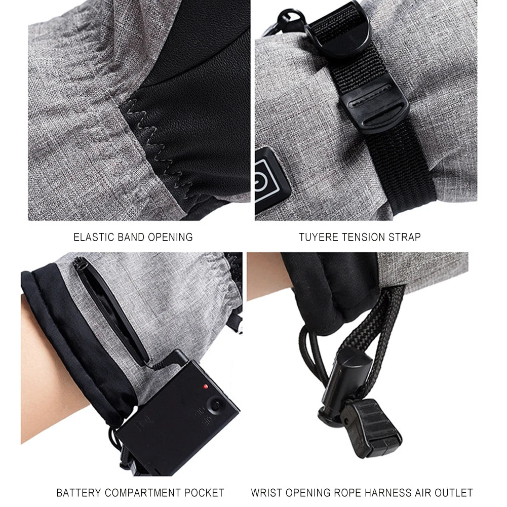 Electric Heated Gloves Rechargeable Waterproof Thermal Gloves Winter Ski Motorcycle Gloves Hand Warmers Electric Heated Equipmen