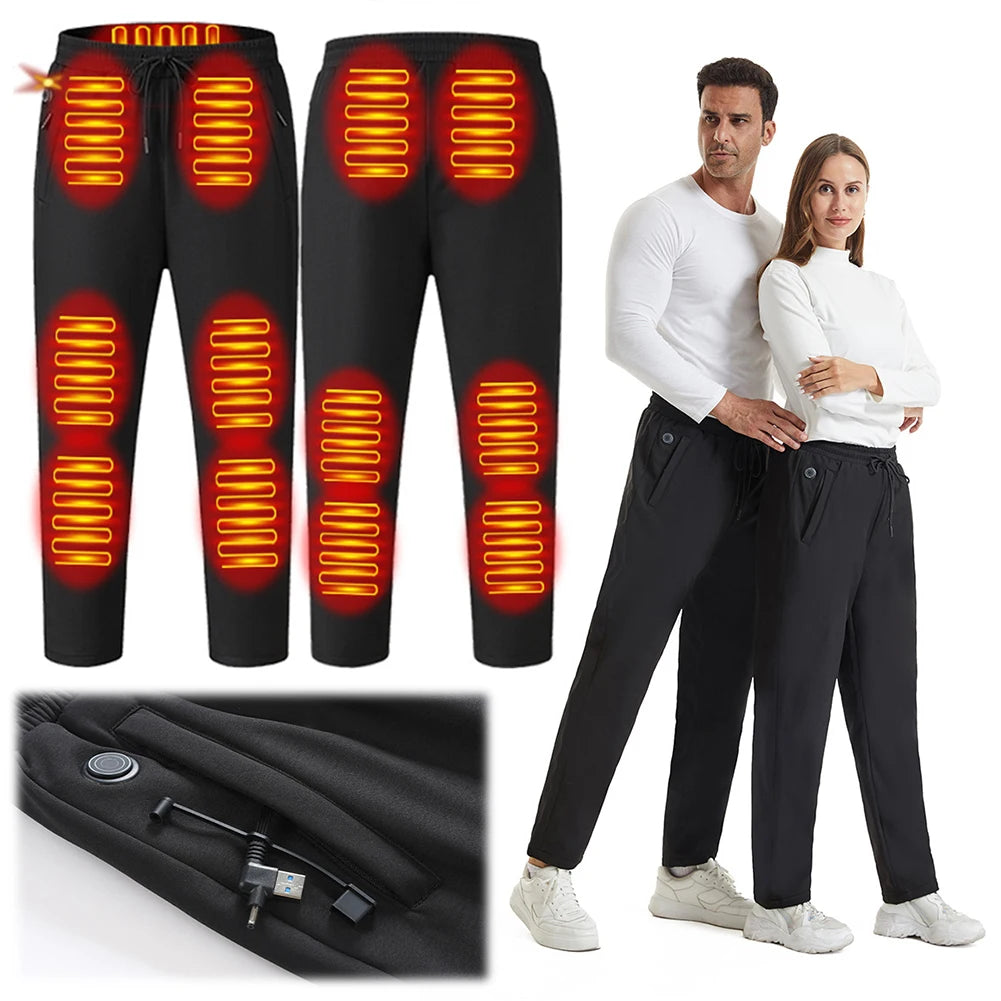 Heated Pants for Men Women 12 Heating Zone USB 5V Thermal Pants 3 Temperature Mode Heated Trousers for Skiing Fishing Motorcycle
