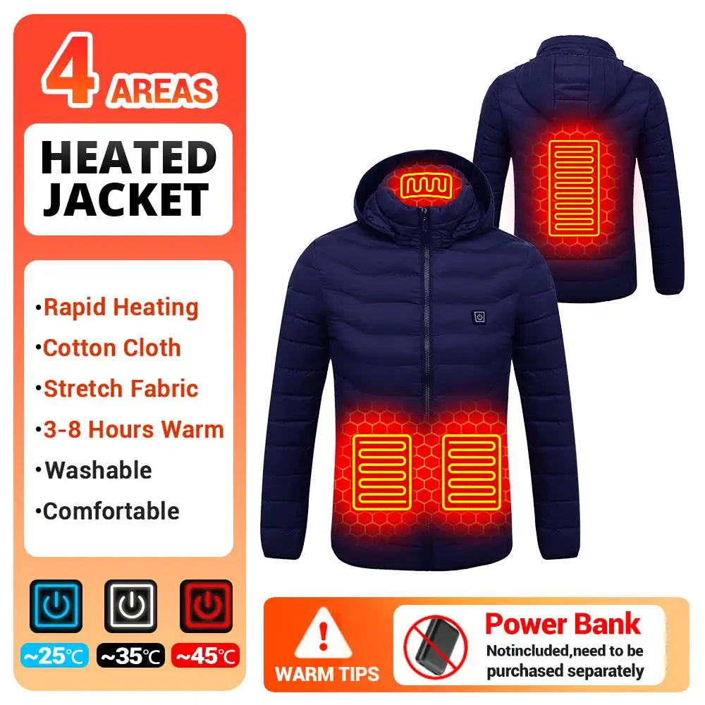 Heated Jacket Vest for Men and Women 9 Areas Heated Coat Cotton Warm Clothing USB Heating Hunting Hiking Camping Autumn Winter