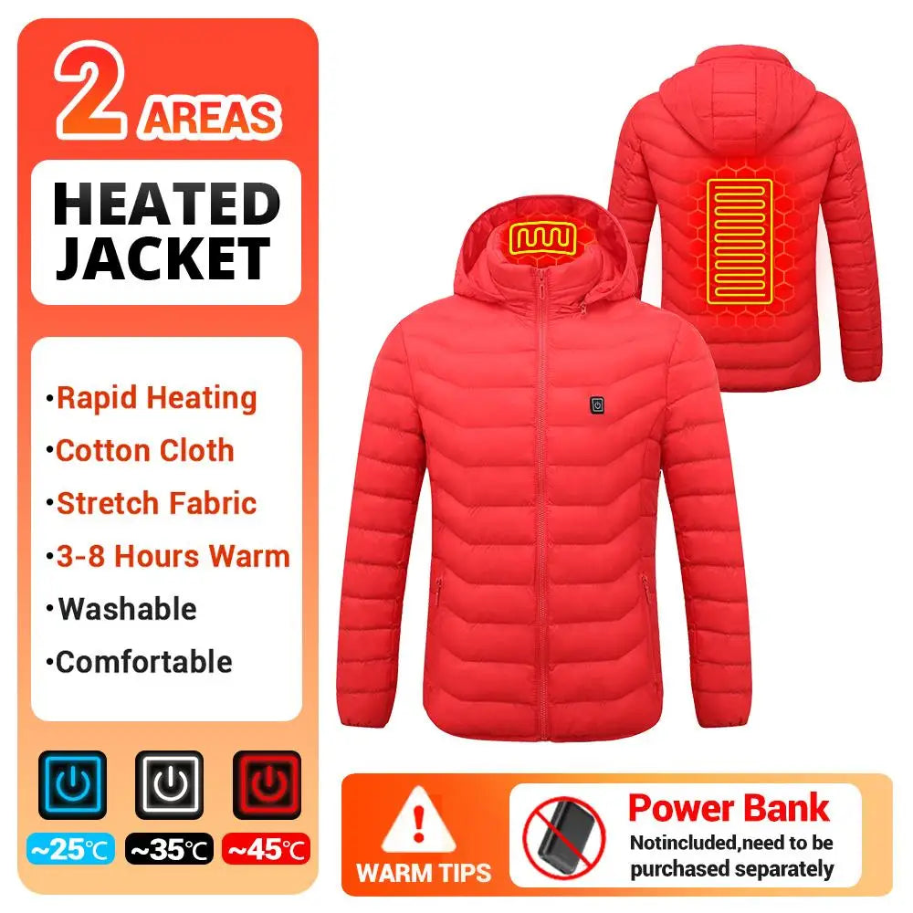 Heated Jacket Vest for Men and Women 9 Areas Heated Coat Cotton Warm Clothing USB Heating Hunting Hiking Camping Autumn Winter