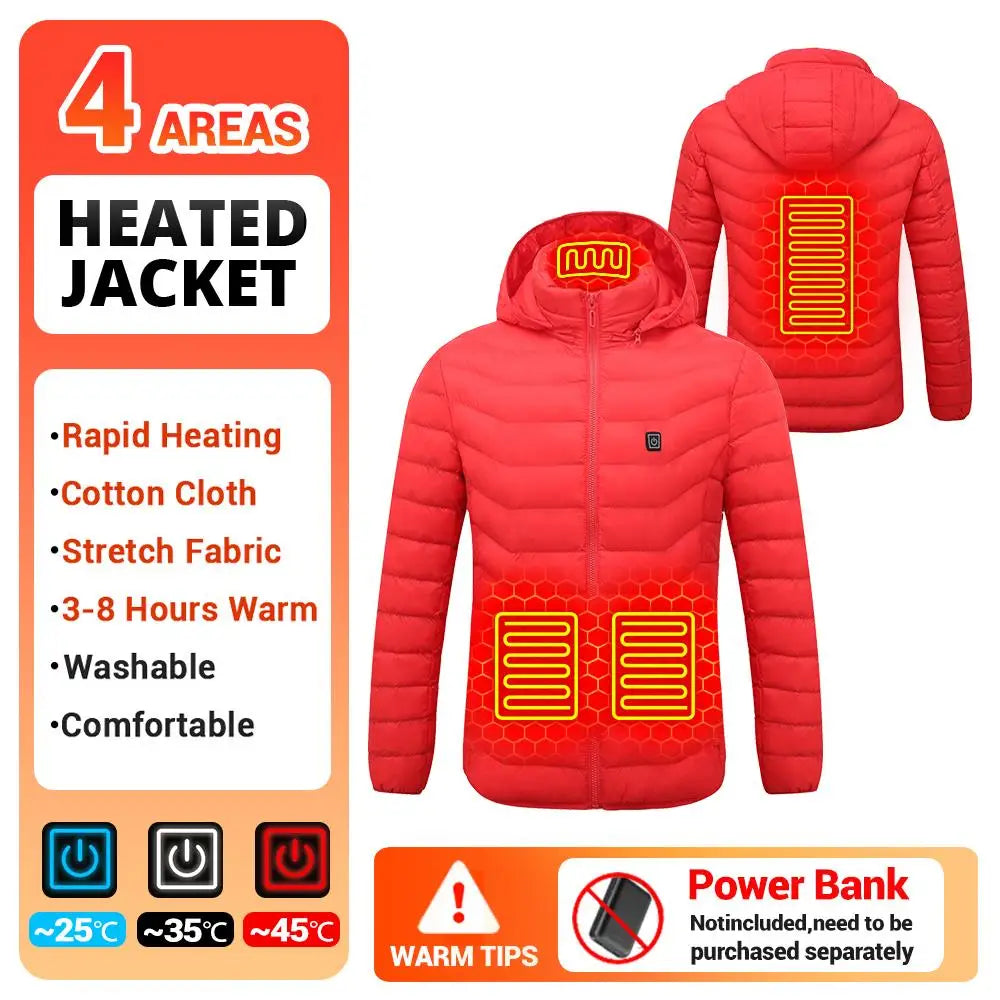 Heated Jacket Vest for Men and Women 9 Areas Heated Coat Cotton Warm Clothing USB Heating Hunting Hiking Camping Autumn Winter