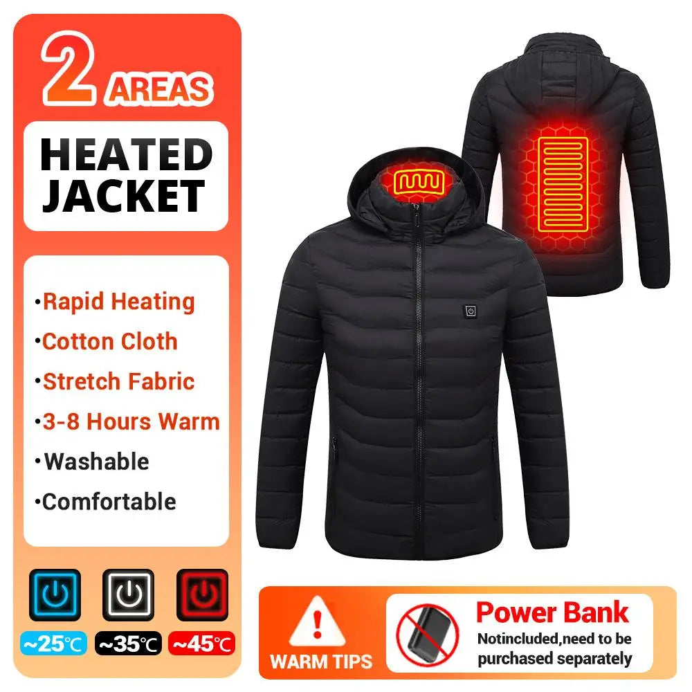 Heated Jacket Vest for Men and Women 9 Areas Heated Coat Cotton Warm Clothing USB Heating Hunting Hiking Camping Autumn Winter