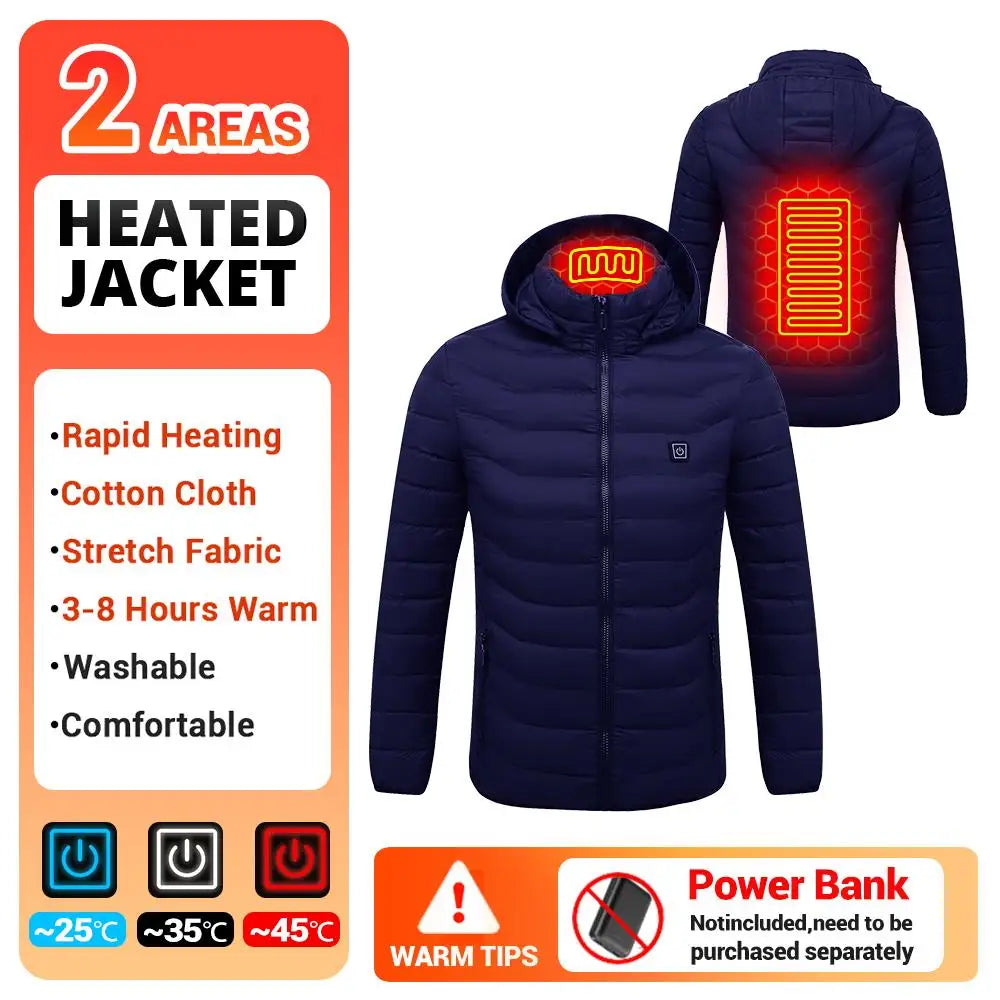 Heated Jacket Vest for Men and Women 9 Areas Heated Coat Cotton Warm Clothing USB Heating Hunting Hiking Camping Autumn Winter