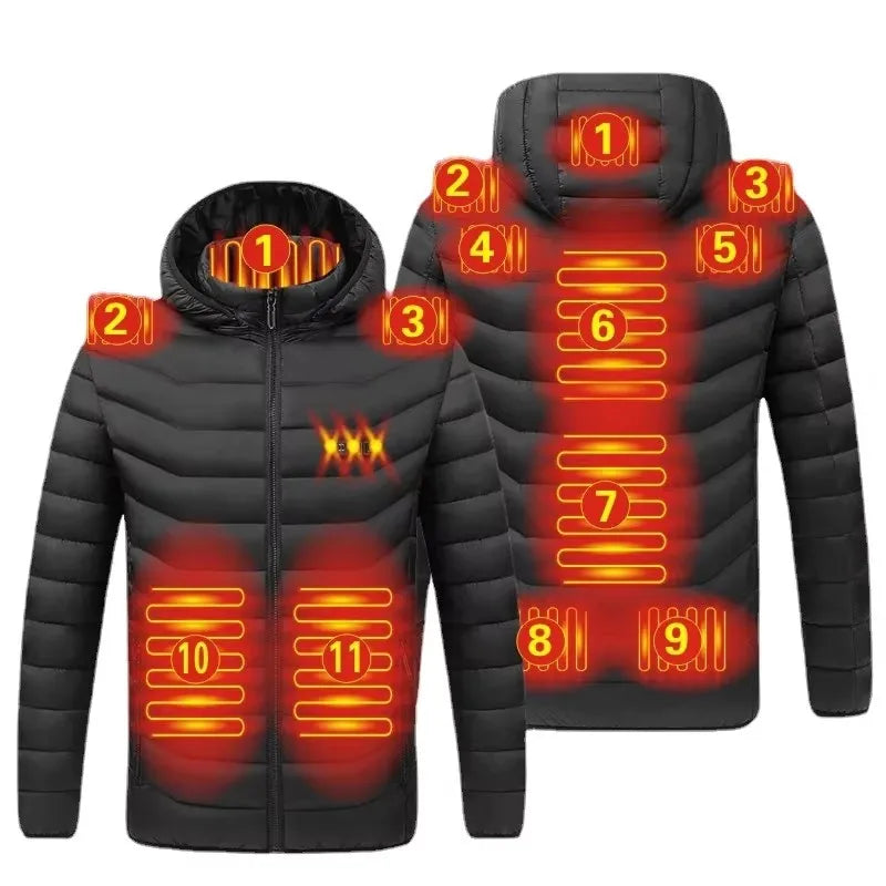 Men Heated down jacket USB Winter men's parka Outdoor Electric padded jacket Warm Sprots Thermal Coat Clothing Heated jacket