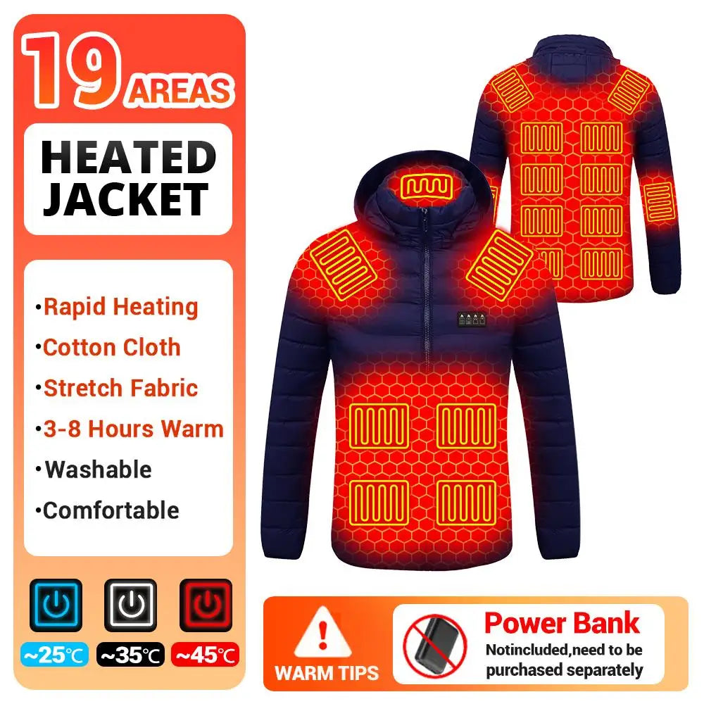 Heated Jacket Vest for Men and Women 9 Areas Heated Coat Cotton Warm Clothing USB Heating Hunting Hiking Camping Autumn Winter