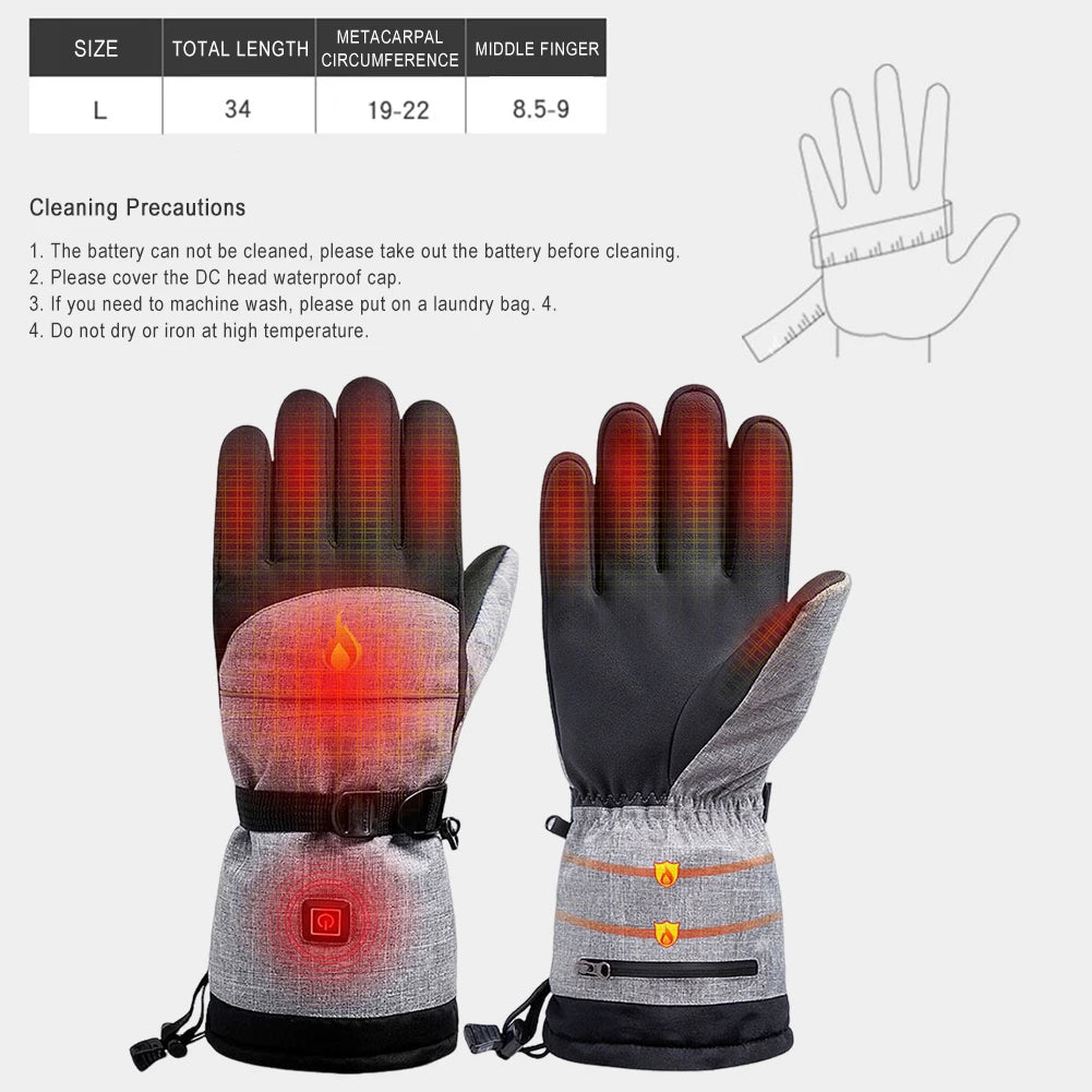 Electric Heated Gloves Rechargeable Waterproof Thermal Gloves Winter Ski Motorcycle Gloves Hand Warmers Electric Heated Equipmen